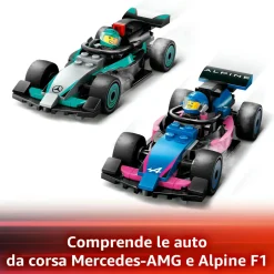 LEGO CITY 60444 garage con monoposto mercedes-amg e alpine f1, auto da corsa giocattolo con 6 minifigure, regalo bambini 7+><noscript><img width=