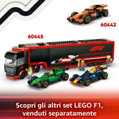 LEGO CITY 60444 garage con monoposto mercedes-amg e alpine f1, auto da corsa giocattolo con 6 minifigure, regalo bambini 7+><noscript><img width=
