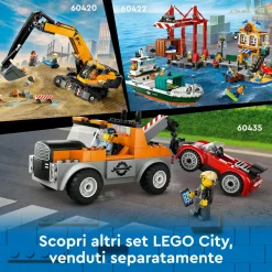 Lego city 60409 gru da cantiere mobile gialla, giochi creativi per bambini 9+, veicolo giocattolo con funzioni e 4 minifigure><noscript><img width=