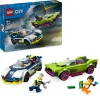 Lego city 60415 inseguimento della macchina da corsa, 2 modellini di auto della polizia, giocattolo per bambini di 6+ anni> Mattoncini