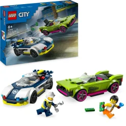 Lego city 60415 inseguimento della macchina da corsa, 2 modellini di auto della polizia, giocattolo per bambini di 6+ anni> Mattoncini