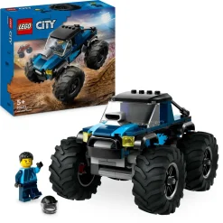 Lego city 60402 monster truck blu, veicolo giocattolo fuoristrada, giochi per bambini di 5+ anni con minifigure del pilota> Mattoncini
