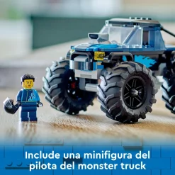 Lego city 60402 monster truck blu, veicolo giocattolo fuoristrada, giochi per bambini di 5+ anni con minifigure del pilota> Mattoncini