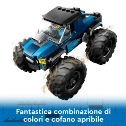 Lego city 60402 monster truck blu, veicolo giocattolo fuoristrada, giochi per bambini di 5+ anni con minifigure del pilota><noscript><img width=