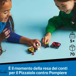 LEGO CITY 60458 pack veicoli da corsa: pizzaiolo contro pompiere, macchine giocattolo con 2 minifigure, giochi per bambini 5+> Mattoncini