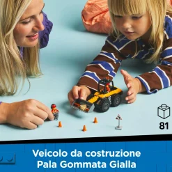 LEGO CITY 60450 pala gommata gialla, escavatore giocattolo da costruire, veicolo da cantiere, giochi educativi per bambini 4+> Mattoncini