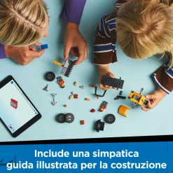 LEGO CITY 60450 pala gommata gialla, escavatore giocattolo da costruire, veicolo da cantiere, giochi educativi per bambini 4+><noscript><img width=