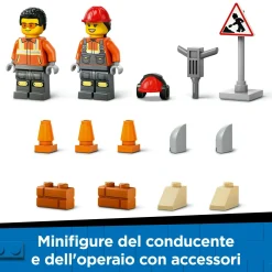 LEGO CITY 60450 pala gommata gialla, escavatore giocattolo da costruire, veicolo da cantiere, giochi educativi per bambini 4+><noscript><img width=