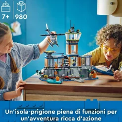 Lego city 60419 prigione sull’isola della polizia, giocattolo ricco di funzioni con elicottero, barca, gommone e 7 minifigure> Mattoncini