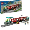 Lego city 60423 tram e fermata del tram, treno giocattolo da costruire con stazione e vagoni ferroviari, giochi per bambini 7+> Mattoncini