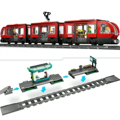 Lego city 60423 tram e fermata del tram, treno giocattolo da costruire con stazione e vagoni ferroviari, giochi per bambini 7+><noscript><img width=
