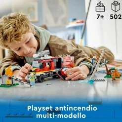 Lego city fire 60374 autopompa dei vigili del fuoco, unità di comando pompieri, camion giocattolo e droni, giochi per bambini> Mattoncini