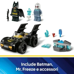 LEGO SUPER HEROES Lego dc 76301 batman e batmobile contro mr. freeze, macchina giocattolo del supereroe con 2 minifigure, giochi per bambini 4+><noscript><img width=