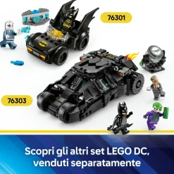 LEGO SUPER HEROES Lego dc 76301 batman e batmobile contro mr. freeze, macchina giocattolo del supereroe con 2 minifigure, giochi per bambini 4+><noscript><img width=