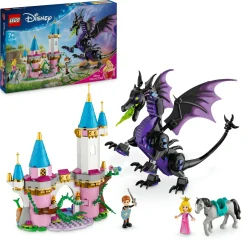 Disney Lego 43240 malefica drago, parte del castello giocattolo da costruire con torri e 2 mini bamboline, giochi bambini 7+> Mattoncini