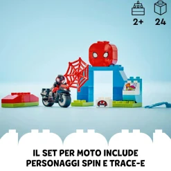 Lego duplo marvel 10424 l’avventura in moto di spin, gioco educativo per bambini 2+ con moto gicattolo, set serie tv spidey><noscript><img width=