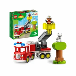 Lego duplo town autopompa, camion giocattolo con luci e sirena, figure pompiere e gatto, giochi educativi per bambini, 10969> Mattoncini