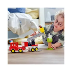 Lego duplo town autopompa, camion giocattolo con luci e sirena, figure pompiere e gatto, giochi educativi per bambini, 10969> Mattoncini