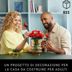 Lego icons 10328 bouquet di rose, set fiori finti per adulti, decorazione casa, idea regalo per lei o lui, collezione botanica> Costruzioni Per Adulti|Mattoncini