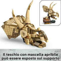 LEGO JURASSIC PARK/W Lego jurassic world 76969 fossili di dinosauro: teschio di triceratopo, giocattolo con supporto e minifigure, giochi bambini 9+><noscript><img width=
