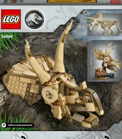 LEGO JURASSIC PARK/W Lego jurassic world 76969 fossili di dinosauro: teschio di triceratopo, giocattolo con supporto e minifigure, giochi bambini 9+><noscript><img width=
