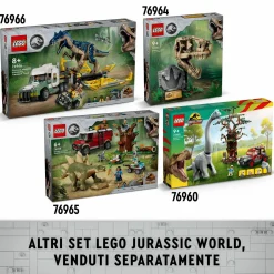 LEGO JURASSIC PARK/W Lego jurassic world 76966 missione dinosauro: camion di trasporto dell’allosauro, giocattolo con veicolo, giochi bambini 8+><noscript><img width=