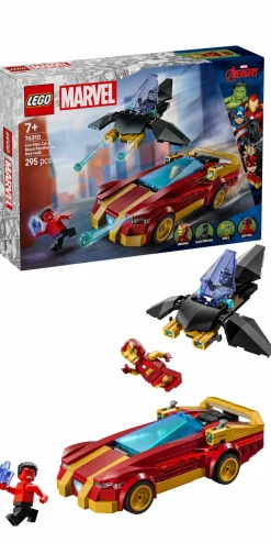 LEGO SUPER HEROES Lego marvel 76310 auto di iron man car e black panther contro hulk rosso, macchina giocattolo, aereo e 3 minifigure, bambini7+> Mattoncini