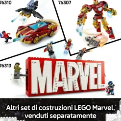 LEGO SUPER HEROES Lego marvel 76314 azione di battaglia captain america: civil war, 8 minifigure avengers e aereo giocattolo quinjet, bambini 10+><noscript><img width=