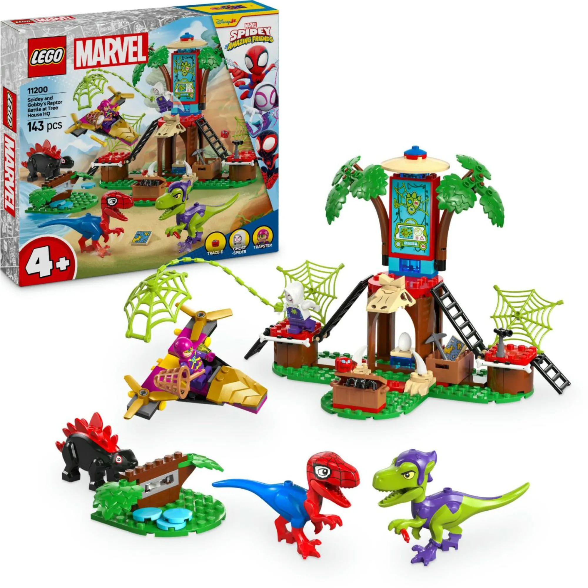 LEGO SUPER HEROES Lego marvel 11200 battaglia con il raptor al quartier generale sull’albero di spider-man e gobby, giochi di ruolo bambini 4+> Mattoncini