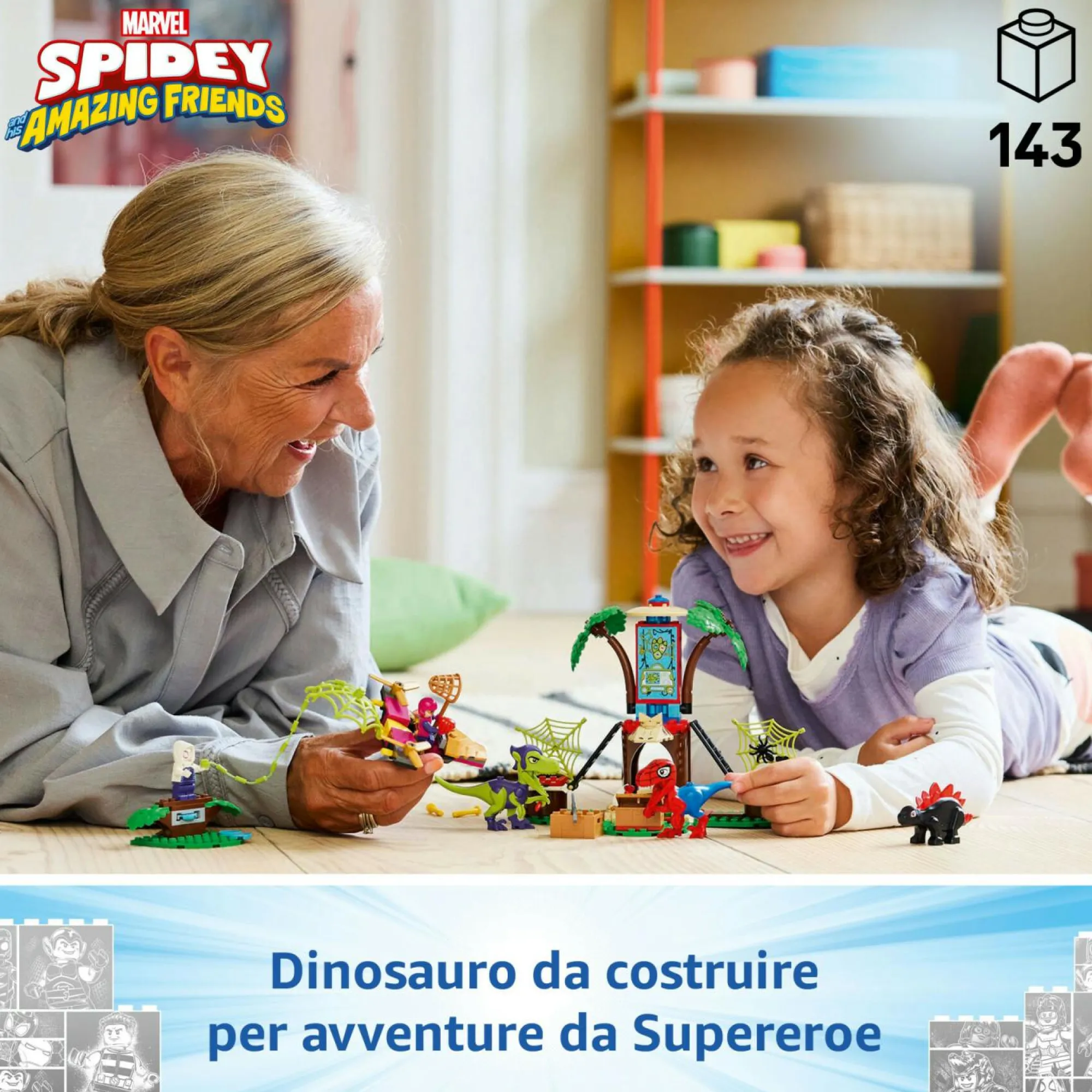LEGO SUPER HEROES Lego marvel 11200 battaglia con il raptor al quartier generale sull’albero di spider-man e gobby, giochi di ruolo bambini 4+> Mattoncini