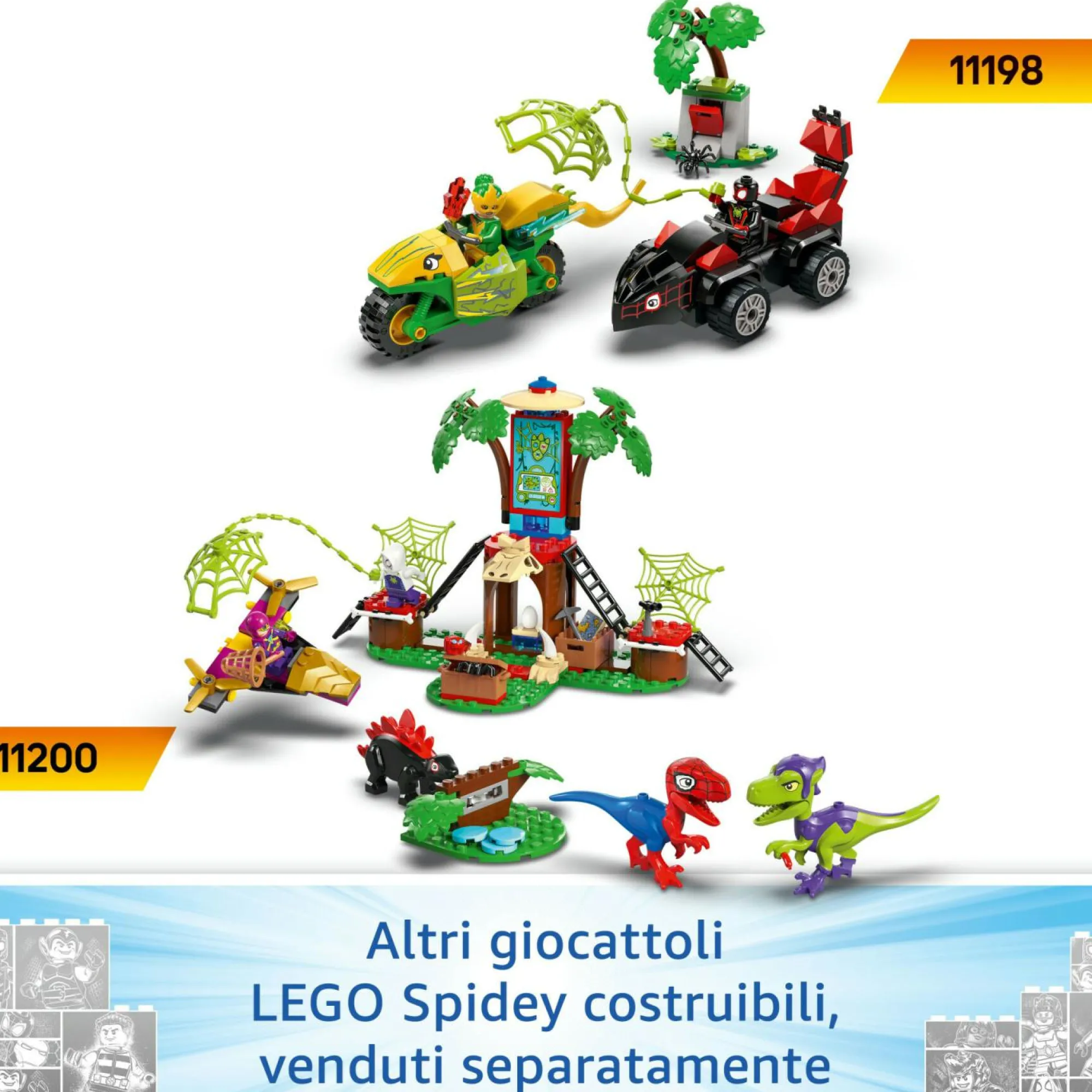 LEGO SUPER HEROES Lego marvel 11200 battaglia con il raptor al quartier generale sull’albero di spider-man e gobby, giochi di ruolo bambini 4+> Mattoncini