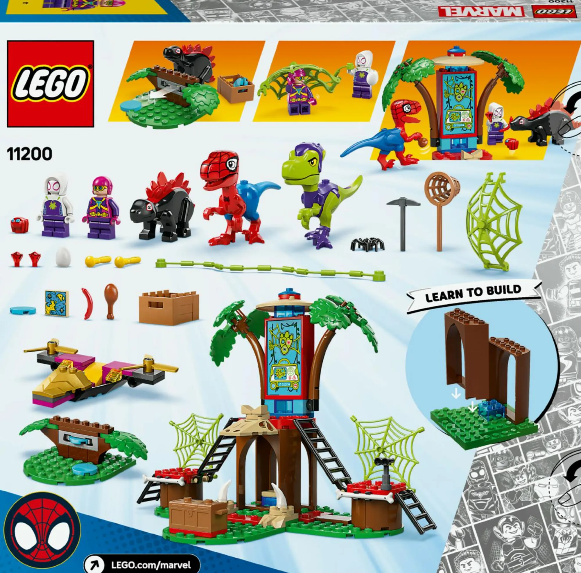 LEGO SUPER HEROES Lego marvel 11200 battaglia con il raptor al quartier generale sull’albero di spider-man e gobby, giochi di ruolo bambini 4+> Mattoncini