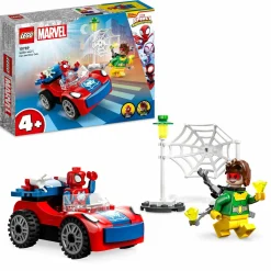 LEGO SUPER HEROES Lego marvel 10789 l’auto di spider-man e doc ock, macchina giocattolo di spidey e i suoi fantastici amici, giochi per bambini 4+> Mattoncini