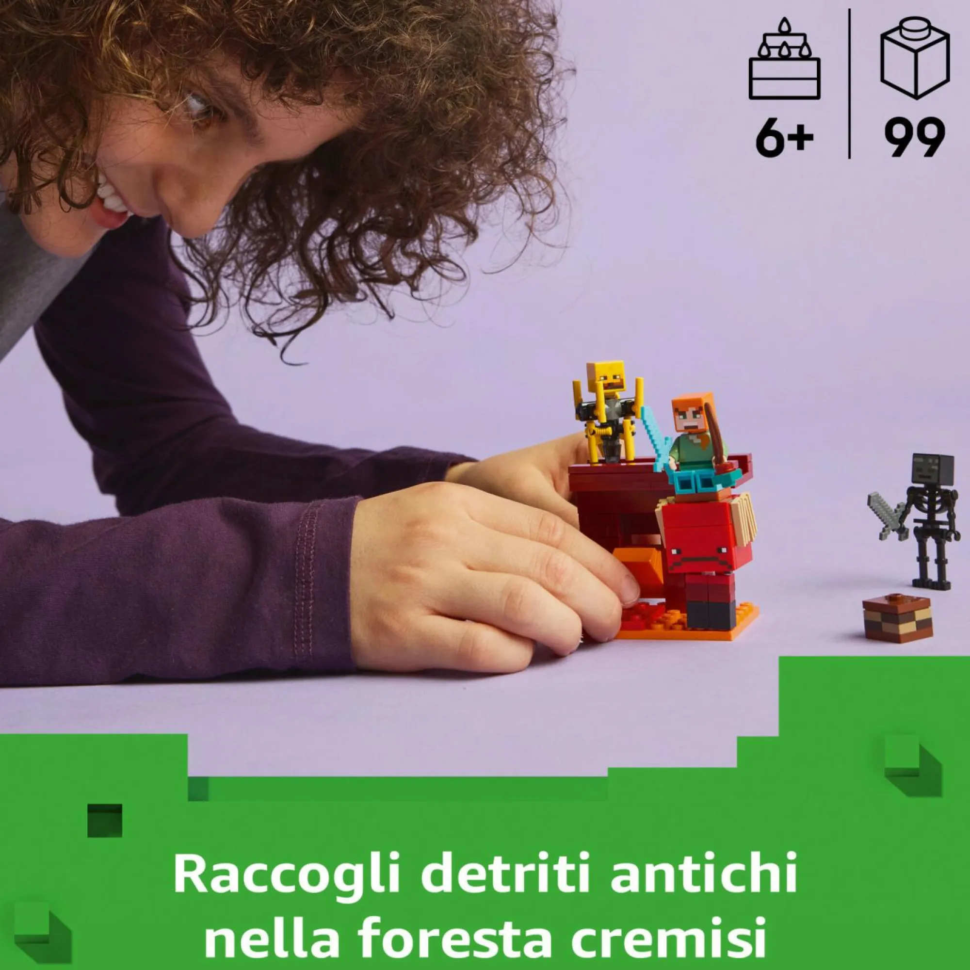 MINECRAFT Lego 21266 battaglia sul ponte del nether, gioco d’avventura bambini 6+ con funzioni e 4 personaggi dal videogioco> Mattoncini