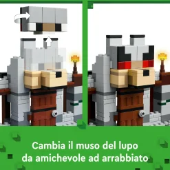 Lego minecraft 21261 il castello del lupo giocattolo da costruire con personaggi e animali, giochi di ruolo per bambini 8+><noscript><img width=
