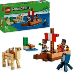 Lego minecraft 21259 il viaggio del galeone dei pirati, barca giocattolo da costruire con personaggi, giochi per bambini 8+> Mattoncini