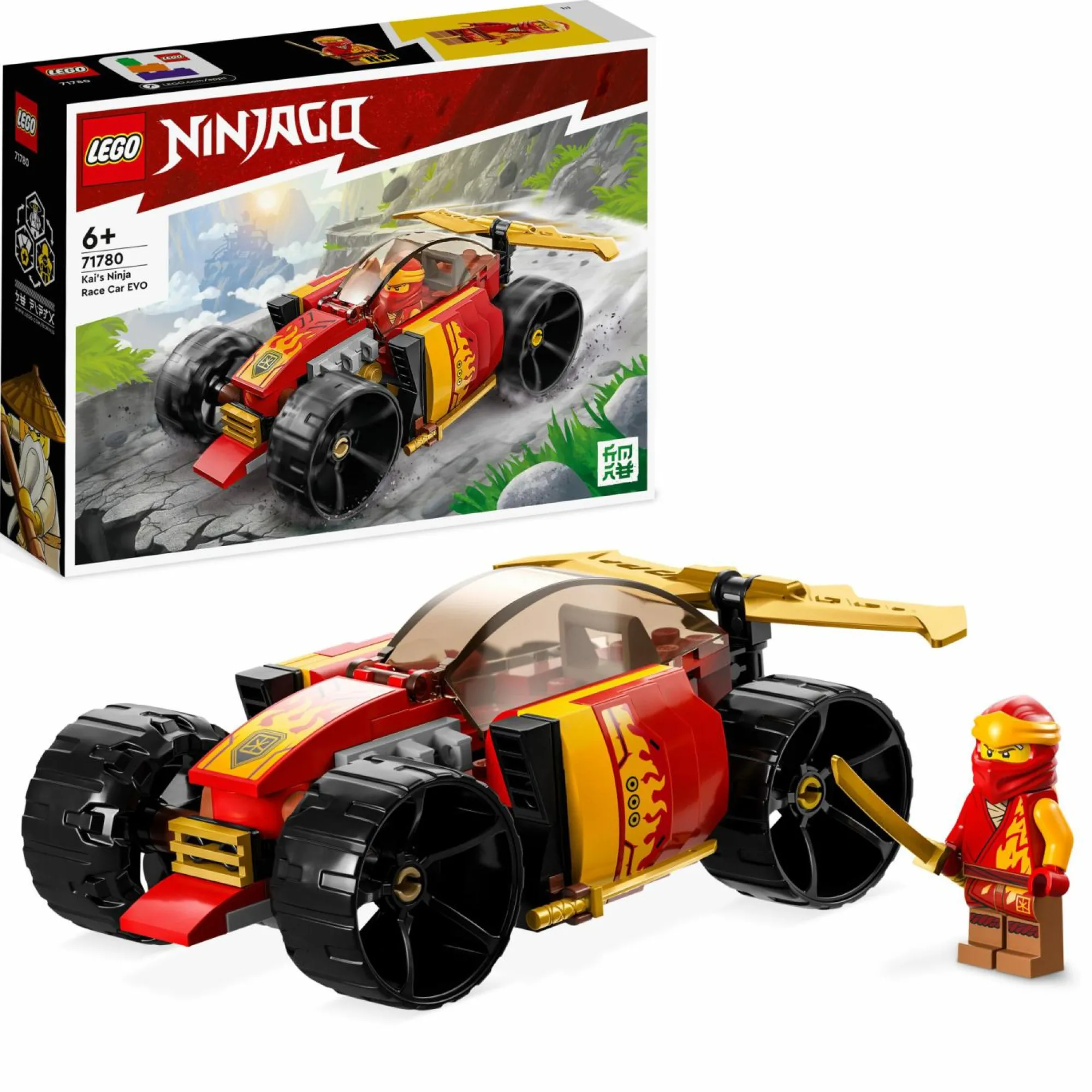 Lego ninjago 71780 auto da corsa ninja di kai – evolution, set 2in1 con macchina giocattolo e fuoristrada, giochi per bambini> Mattoncini