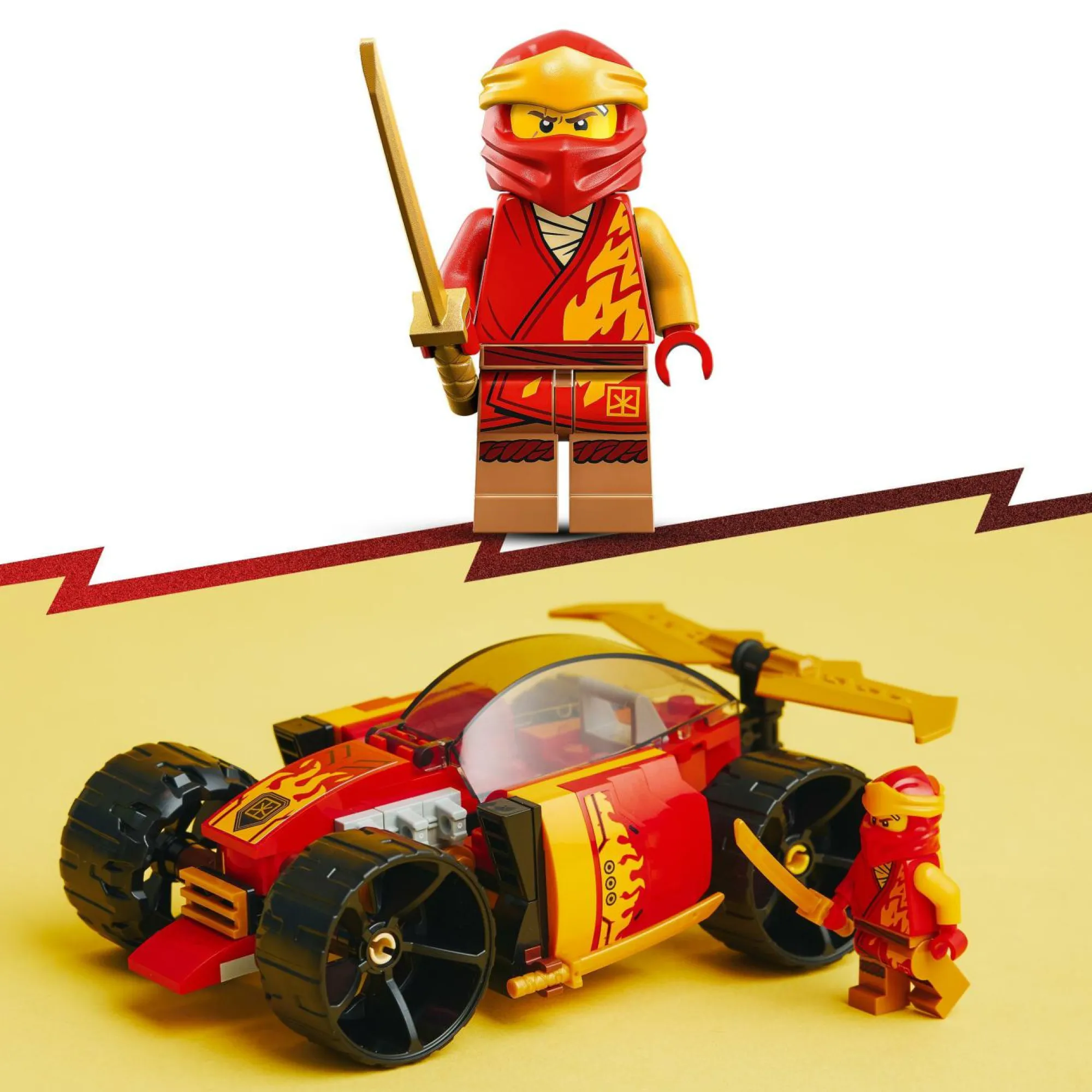 Lego ninjago 71780 auto da corsa ninja di kai – evolution, set 2in1 con macchina giocattolo e fuoristrada, giochi per bambini> Mattoncini
