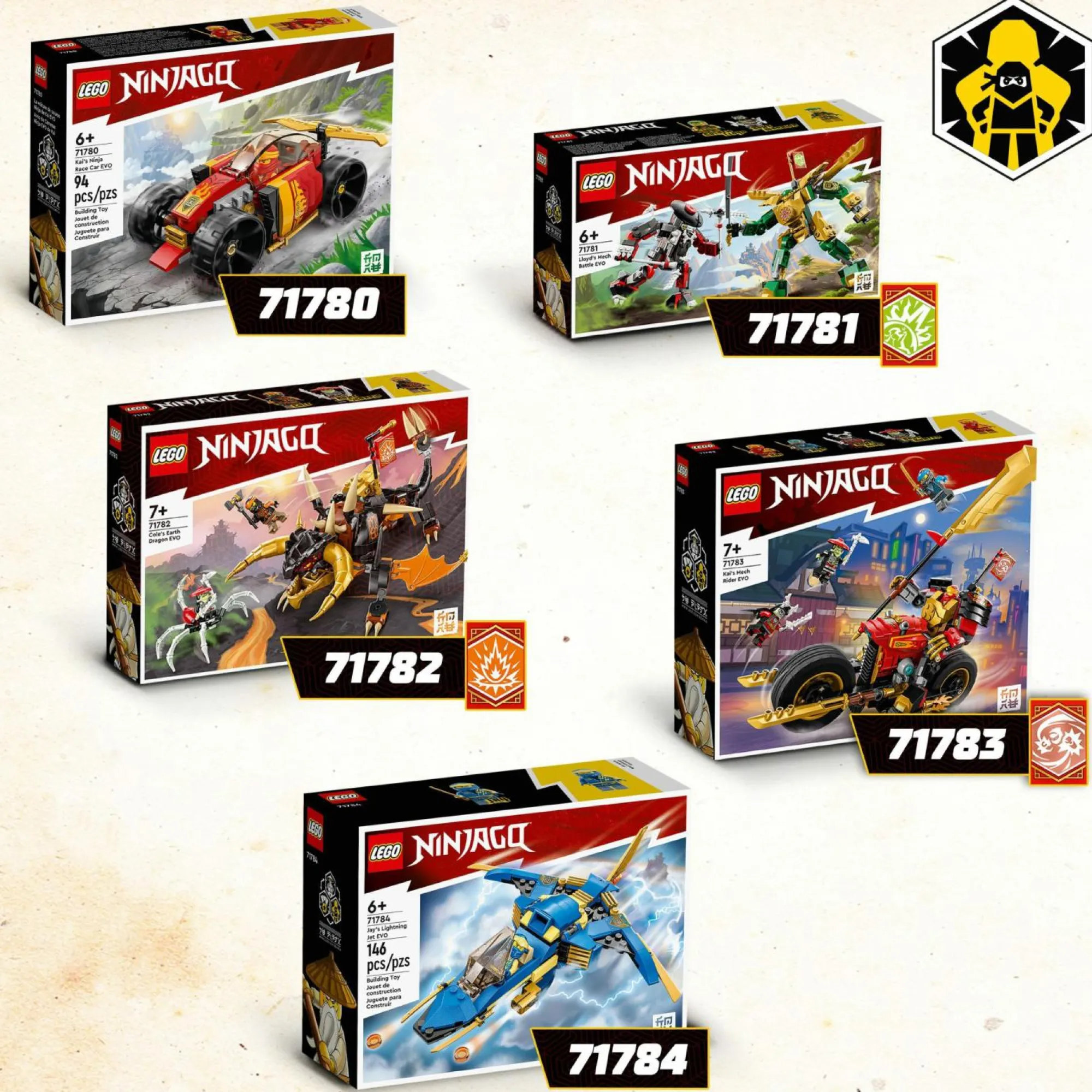 Lego ninjago 71780 auto da corsa ninja di kai – evolution, set 2in1 con macchina giocattolo e fuoristrada, giochi per bambini> Mattoncini