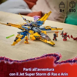 LEGO NINJAGO 71833 jet super storm di ras e arin – aereo giocattolo con drone e capsula di salvataggio, giochi per bambini 8+> Mattoncini