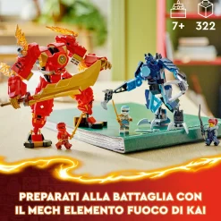 Lego ninjago 71808 mech elemento fuoco di kai, giochi per bambini di 7+ anni con 2 action figure da costruire e 4 minifigure><noscript><img width=
