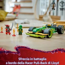 LEGO NINJAGO 71828 racer pull-back di lloyd – modello di auto da corsa giocattolo con 2 minifigure e armi, giochi bambini 7+> Mattoncini