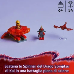 LEGO NINJAGO 71823 spinner del drago spinjitzu di kai – trottola giocattolo con 2 minifigure e armi, giochi per bambini 6+> Mattoncini
