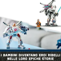Lego star wars 75390 mech x-wing di luke skywalker, veicolo robot giocattolo, giochi bambini 6+, piccolo regalo da collezione> Mattoncini