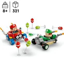LEGO® Super Mario™ Lego super mario 72034 mario kart : baby mario vs baby luigi, 2 auto da corsa da costruire con personaggi, giochi bambini 8+> Mattoncini