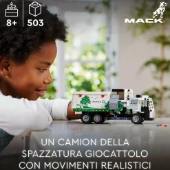 Lego technic 42167 camion della spazzatura mack lr electric, veicolo giocattolo raccolta rifiuti, gioco per bambini 8+ anni> Costruzioni Per Adulti|Mattoncini
