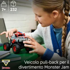 LEGO TECHNIC 42200 pull-back thunderroarus, monster truck giocattolo da costruire, giochi bambini 7+, regalo fan monster jam> Mattoncini