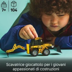 LEGO TECHNIC scavatrice a cucchiaia rovescia, giochi per bambini 7+, veicolo con escavatore posteriore, pala e stabilizzatori> Mattoncini