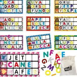 HEADU Lettere e parole montessori. tombola tattile per imparare a leggere e scrivere. montessori. 3-6 anni> Primi Apprendimenti