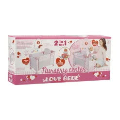 LOVE BEBÈ Lettino e seggiolino 2 in 1 nursery center – gioco d’imitazione con accessori inclusi – love bebé> Passeggini Per Bambolotti